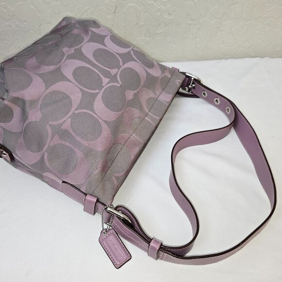 Coach F15067 Lilac & Light Gray Signature Canvas Convertible Duffel Crossbody - Picture 15 of 15